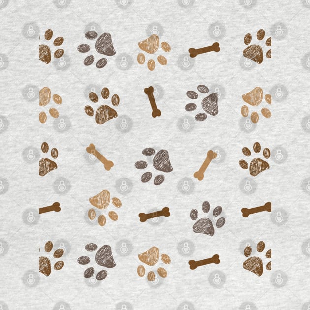 Brown doodle paw print and bone by GULSENGUNEL